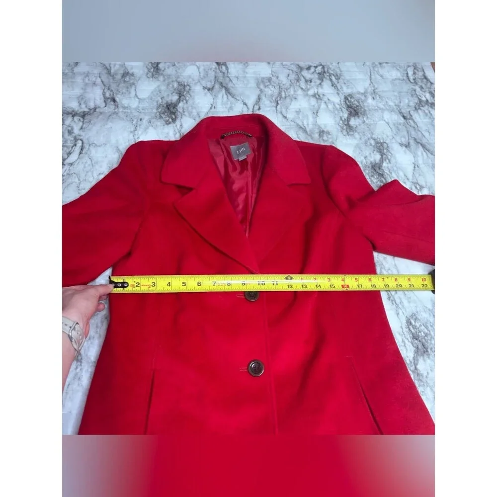 J. Jill Vibrant Red Wool Pea Coat Button front jacket size small classic winter